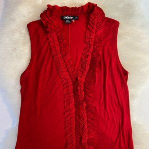 DKNY Sleeveless Bodycon Ruffles Top